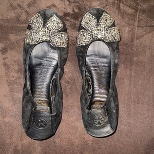 Tory Burch - Embellished Black Flats